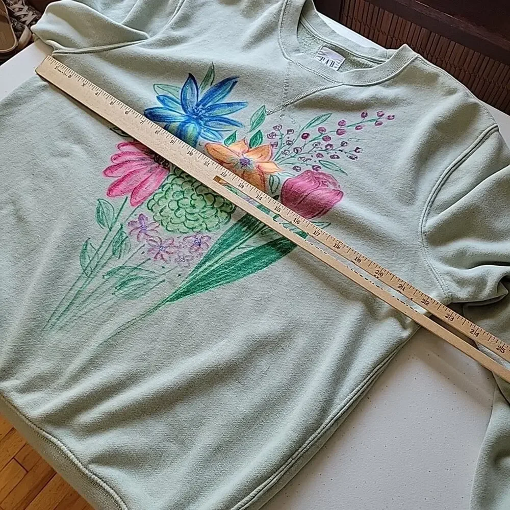 Gap Vintage Soft Fire Opal Wildflower Boquet Graphic‎ Print Pullover Sweatshirt